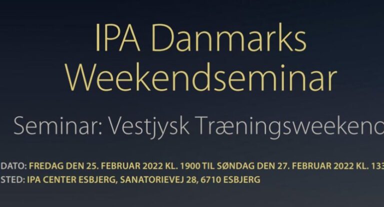 IPA Danmarks Weekendseminar: Vestjysk Træningsweekend